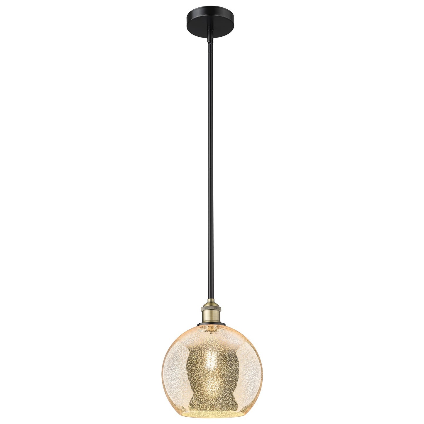 Innovations Athens 10in 1-Light Mini Pendant | Industrial Black Antique Brass and Mercury Glass | Kitchen Island & Dining Room | Model 616-1S-BAB-G128-10