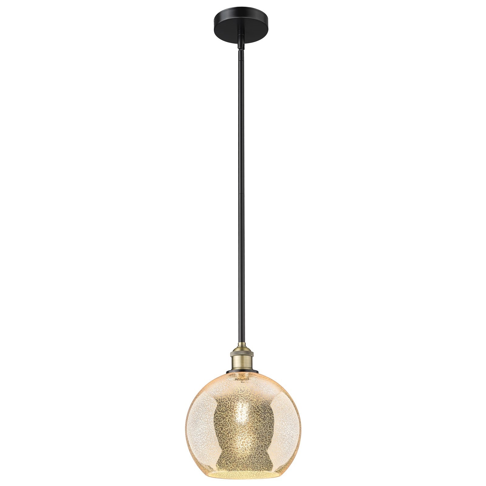 Innovations Athens 10in 1-Light Mini Pendant | Industrial Black Antique Brass and Mercury Glass | Kitchen Island & Dining Room | Model 616-1S-BAB-G128-10