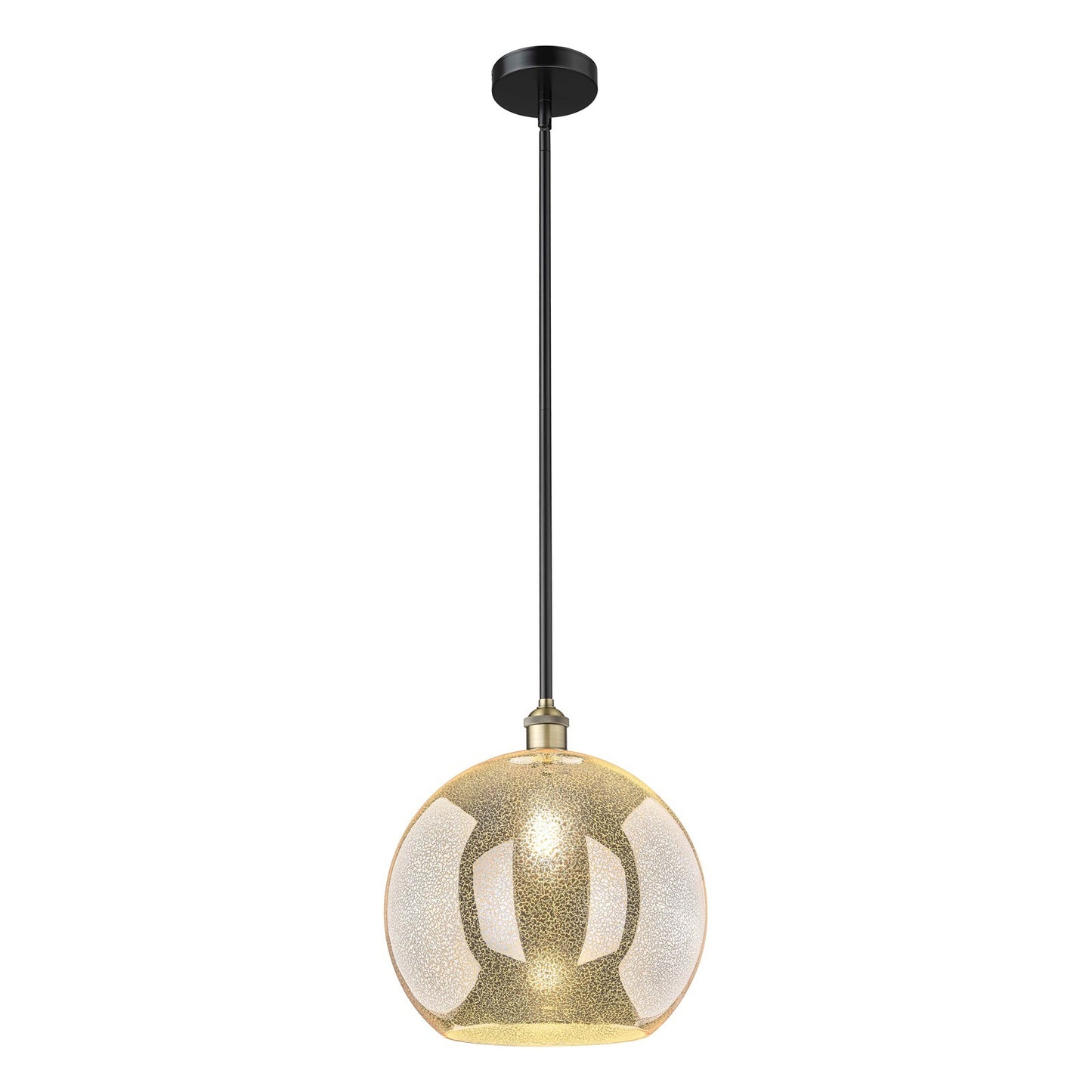 Innovations Athens 14in 1-Light Pendant | Industrial Black Antique Brass Steel and Mercury Glass | Kitchen Island & Dining Room | Model 616-1S-BAB-G128-14