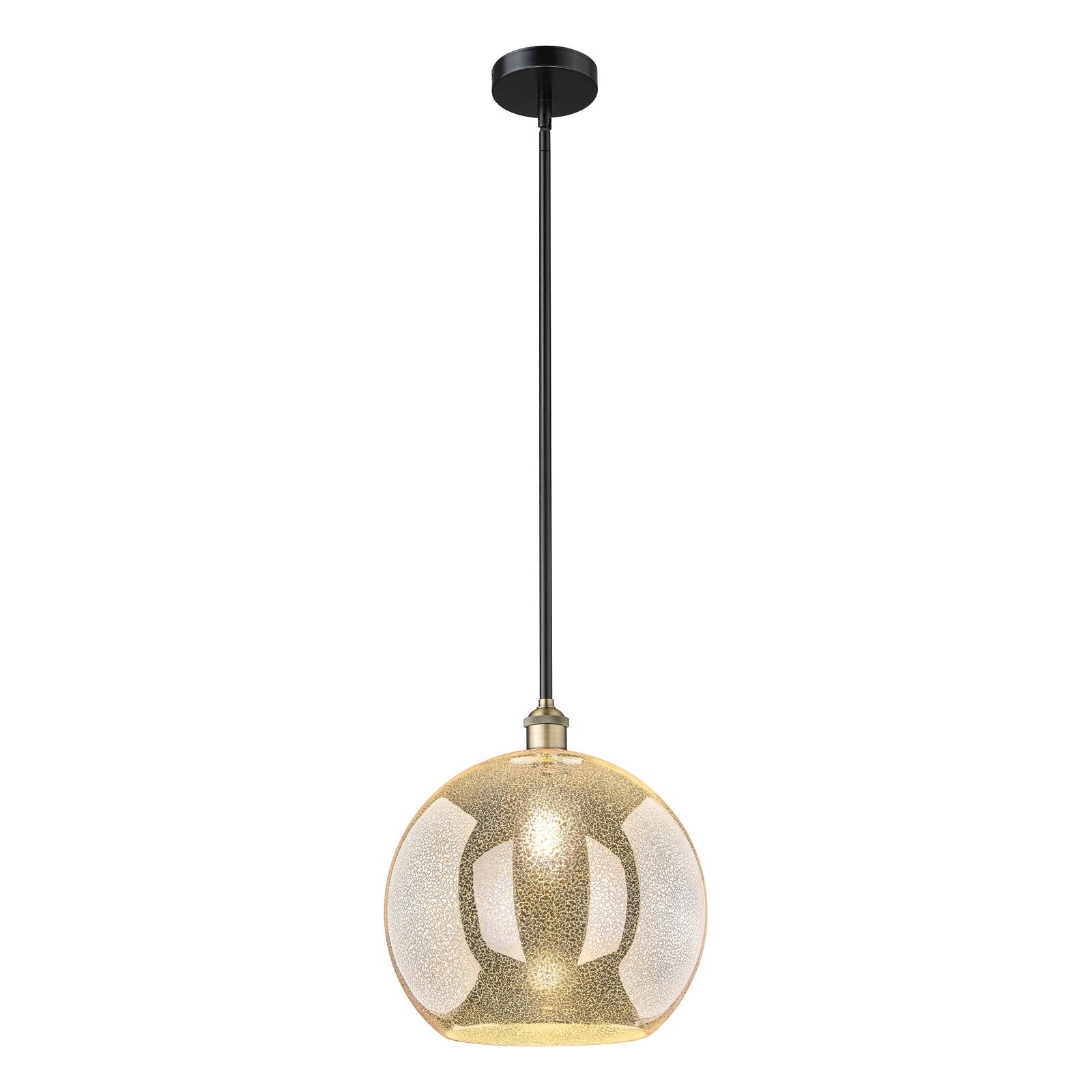 Innovations Athens 14in 1-Light Pendant | Industrial Black Antique Brass Steel and Mercury Glass | Kitchen Island & Dining Room | Model 616-1S-BAB-G128-14