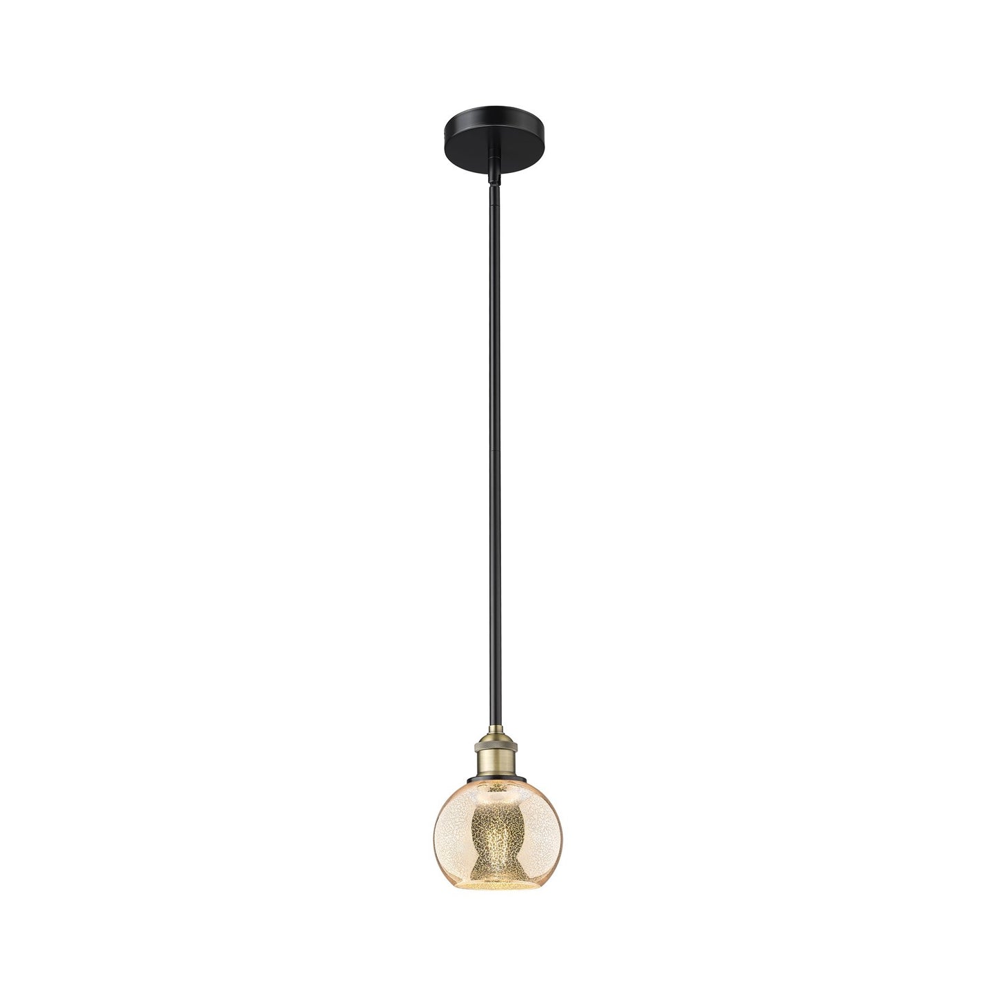 Innovations Athens 6in 1-Light Mini Pendant | Industrial Black Antique Brass and Mercury Glass | Kitchen Island | 5.88 x 5.88 x | Model 616-1S-BAB-G128-6