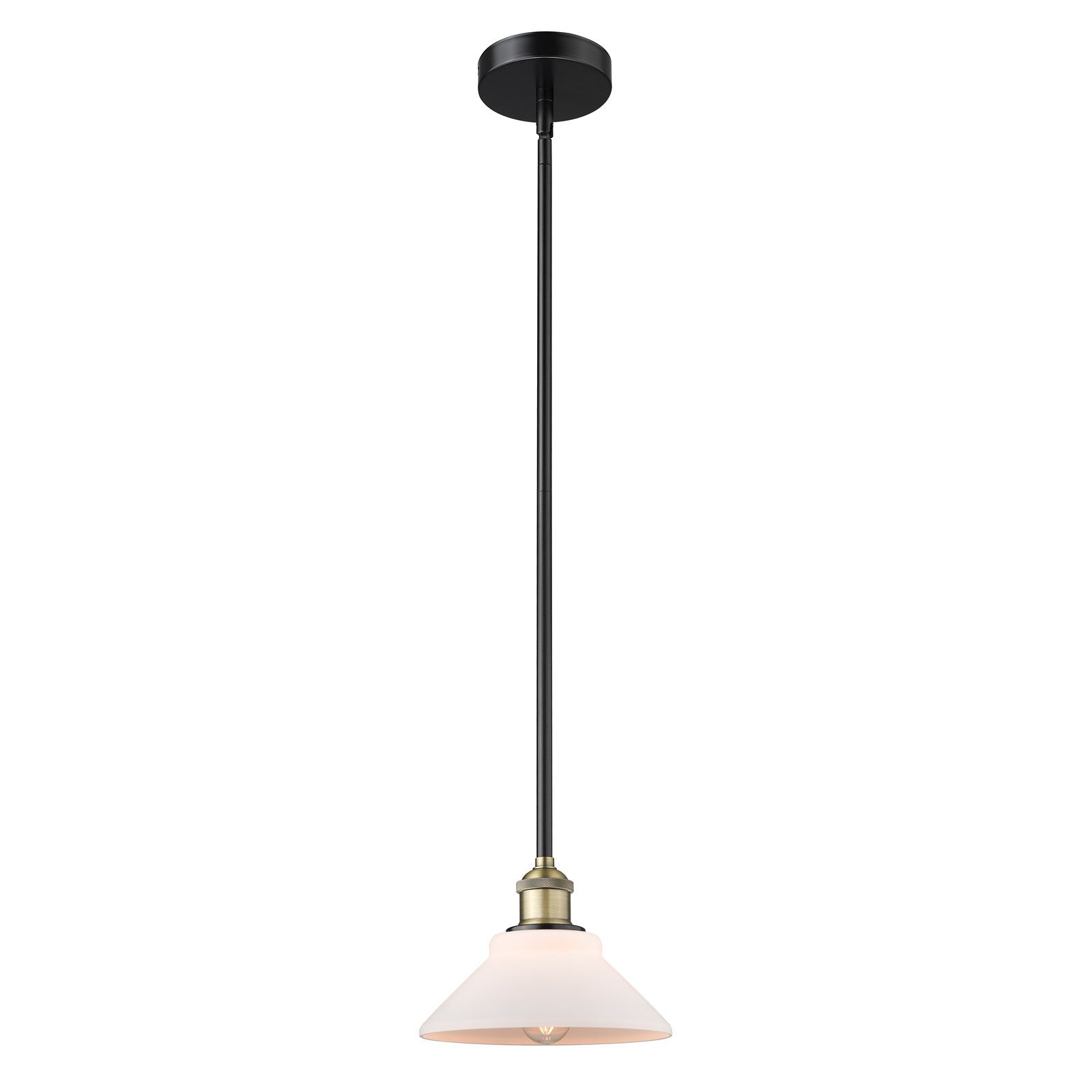 Innovations Orwell 8in 1-Light Mini Pendant | Industrial Black Antique Brass and Matte White Glass | Kitchen Island & Dining Room | Model 616-1S-BAB-G131