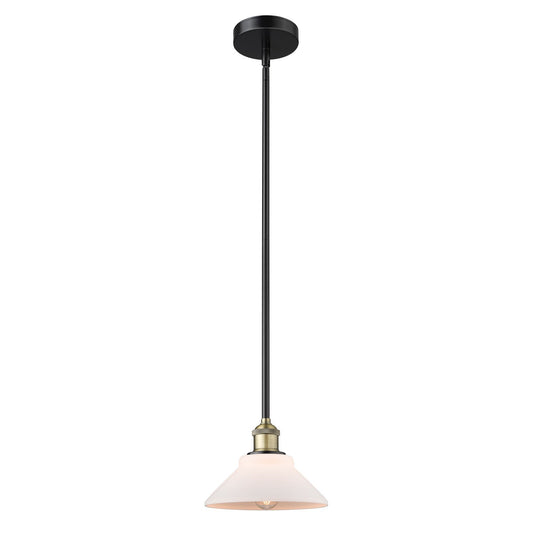 Innovations Orwell 8in 1-Light Mini Pendant | Industrial Black Antique Brass and Matte White Glass | Kitchen Island & Dining Room | Model 616-1S-BAB-G131