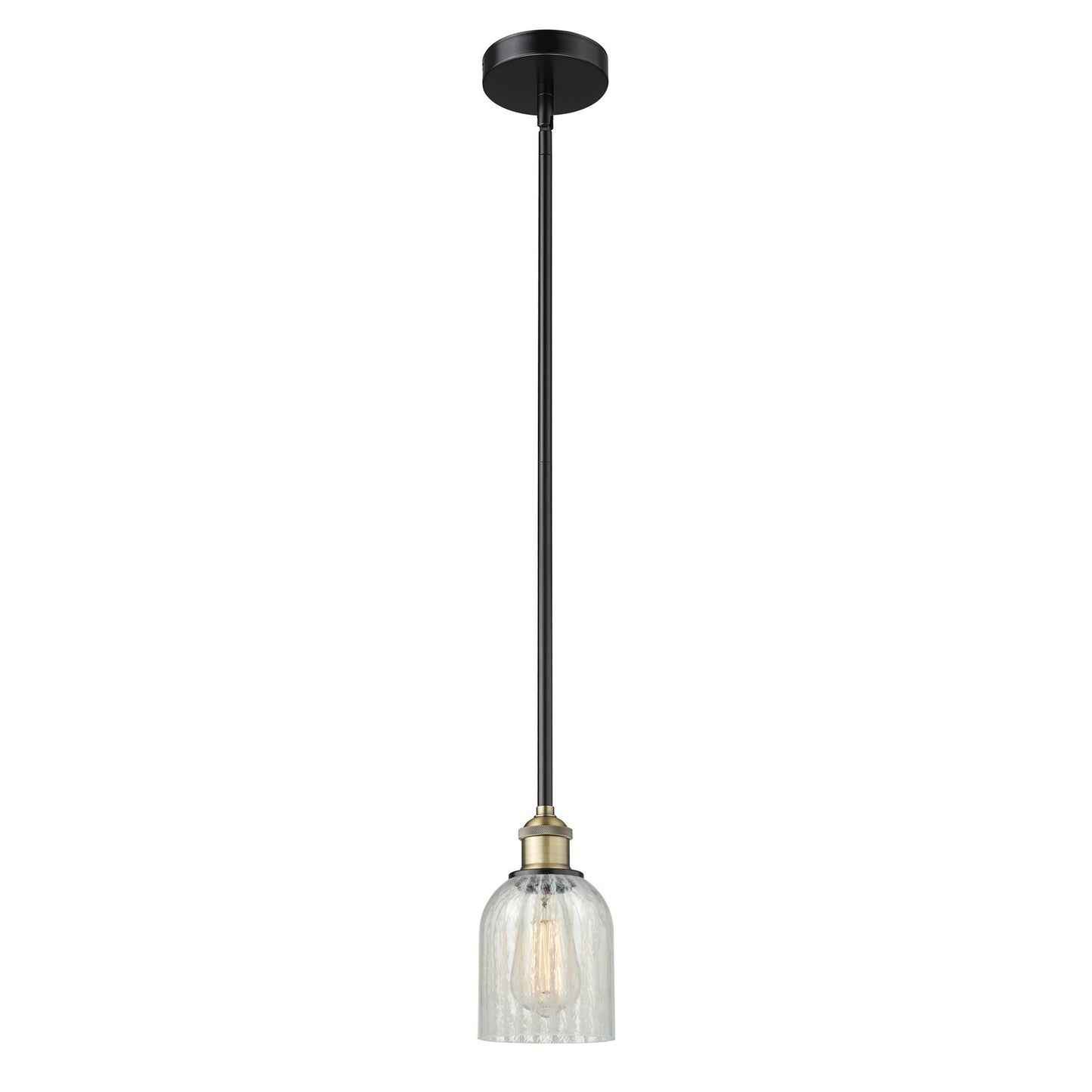 Innovations Caledonia 5in 1-Light Mini Pendant | Industrial Black Antique Brass Steel and Mouchette Glass | Kitchen Island & | Model 616-1S-BAB-G2511