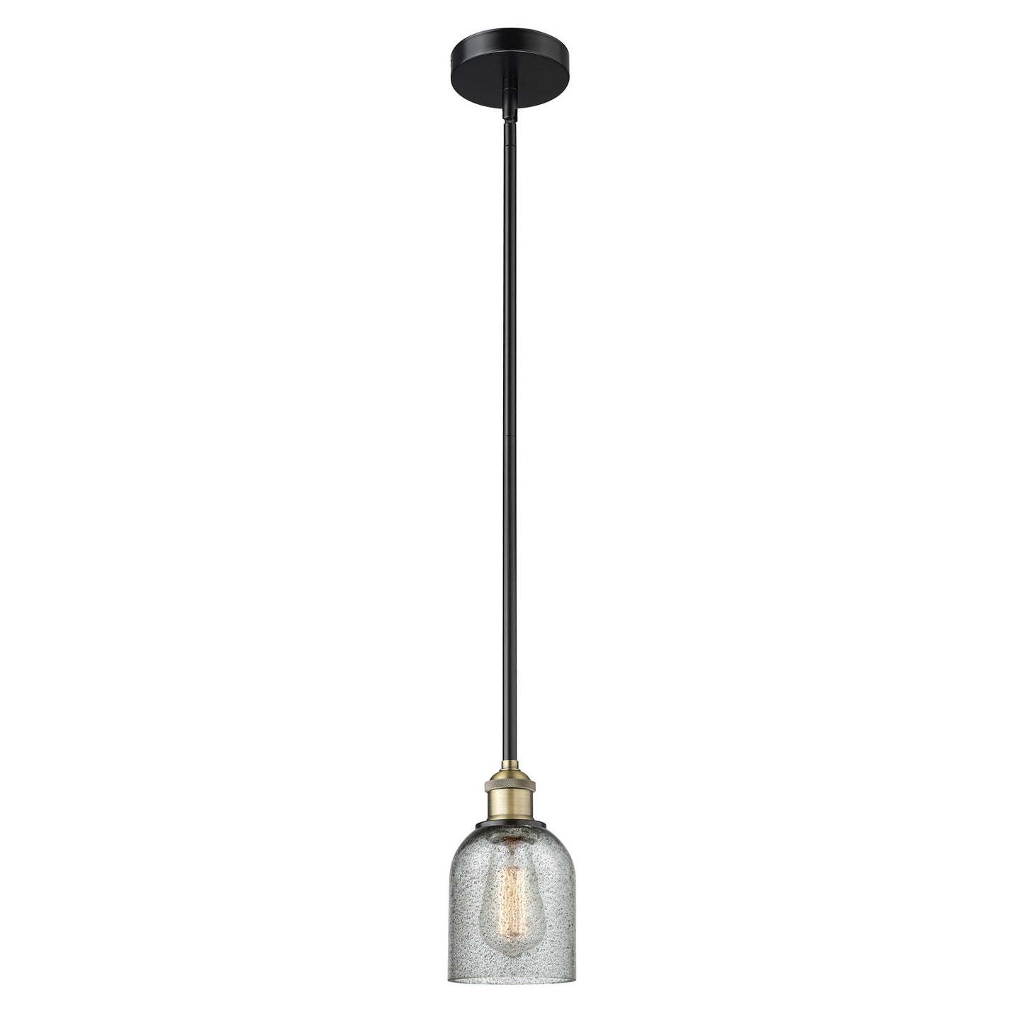 Innovations Caledonia 5in 1-Light Mini Pendant | Industrial Black Antique Brass Steel and Charcoal Glass | Kitchen Island & Dining | Model 616-1S-BAB-G257