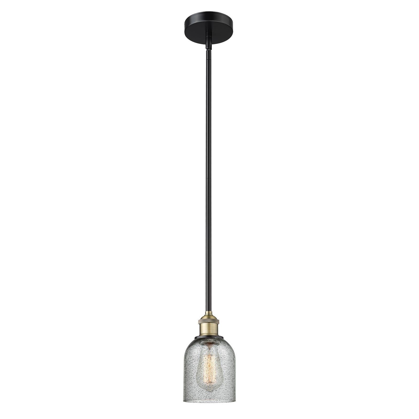 Innovations Caledonia 5in 1-Light Mini Pendant | Industrial Black Antique Brass Steel and Charcoal Glass | Kitchen Island & Dining | Model 616-1S-BAB-G257