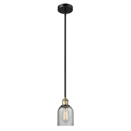 Innovations Caledonia 5in 1-Light Mini Pendant | Industrial Black Antique Brass Steel and Charcoal Glass | Kitchen Island & Dining | Model 616-1S-BAB-G257