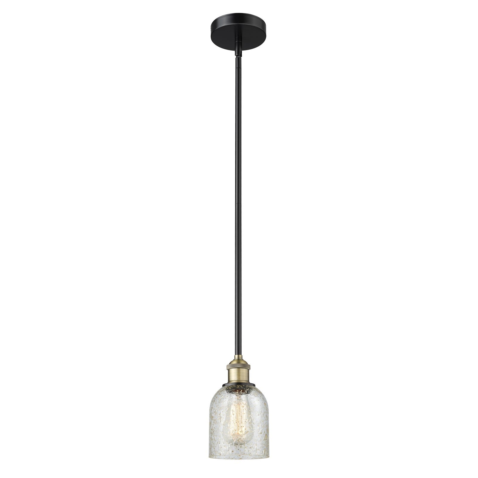 Innovations Caledonia 5in 1-Light Mini Pendant | Industrial Black Antique Brass and Mica Glass | Kitchen Island & Dining Room | Model 616-1S-BAB-G259