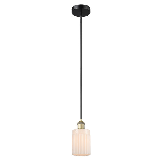 Innovations Hadley 1-Light Mini Pendant | Industrial Black Antique Brass Steel and Matte White Ribbed Glass | Kitchen Island & | Model 616-1S-BAB-G341