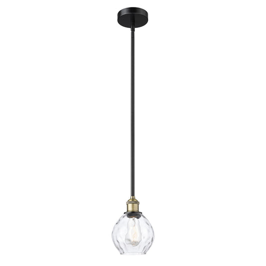 Innovations Waverly 6in 1-Light Mini Pendant | Industrial Black Antique Brass Steel and Clear Glass | Kitchen Island & Dining Room | Model 616-1S-BAB-G362