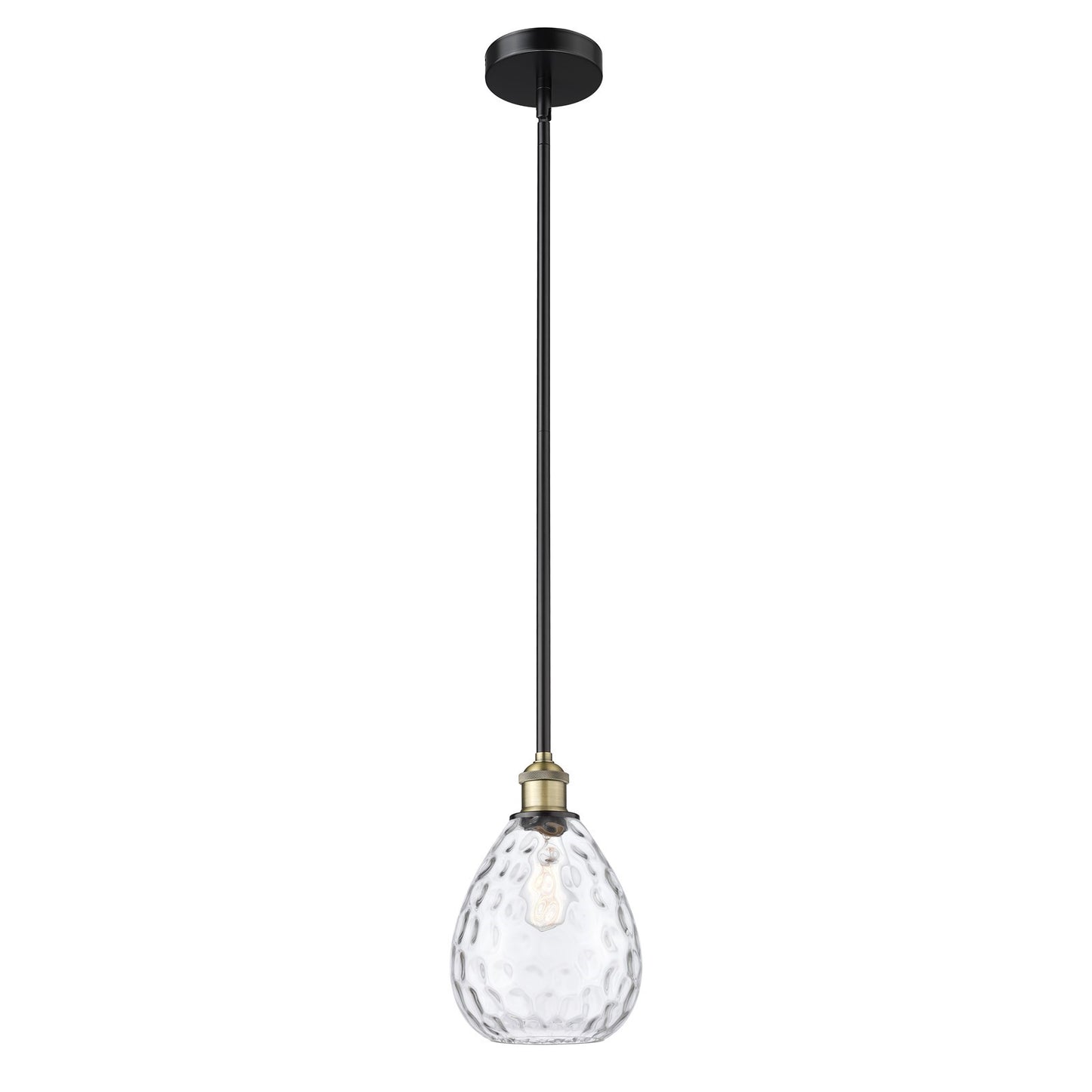 Innovations Waverly 8in 1-Light Mini Pendant | Industrial Black Antique Brass and Clear Glass | Kitchen Island & Dining Room | 8 x | Model 616-1S-BAB-G372
