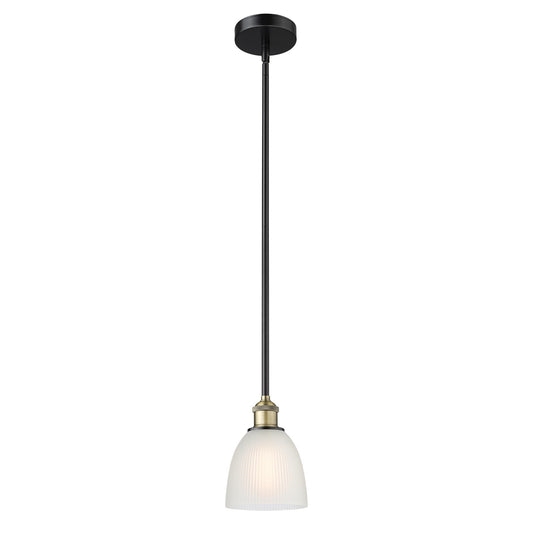 Innovations Castile 6in 1-Light Mini Pendant | Industrial Black Antique Brass and White Glass | Kitchen Island & Dining Room | Model 616-1S-BAB-G381