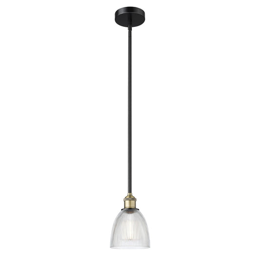 Innovations Castile 6in 1-Light Mini Pendant | Industrial Black Antique Brass Steel and Clear Glass | Kitchen Island & Dining Room | Model 616-1S-BAB-G382