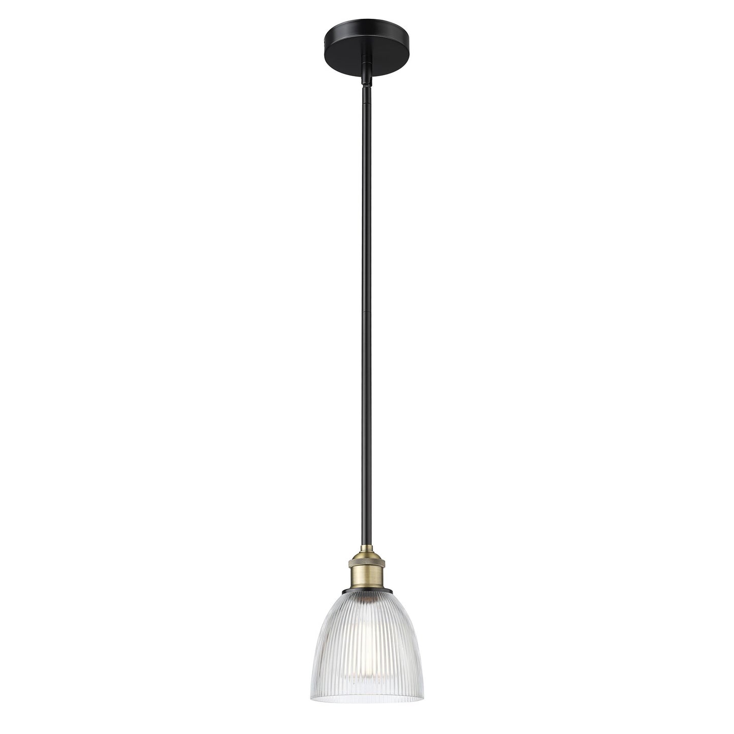 Innovations Castile 6in 1-Light Mini Pendant | Industrial Black Antique Brass Steel and Clear Glass | Kitchen Island & Dining Room | Model 616-1S-BAB-G382