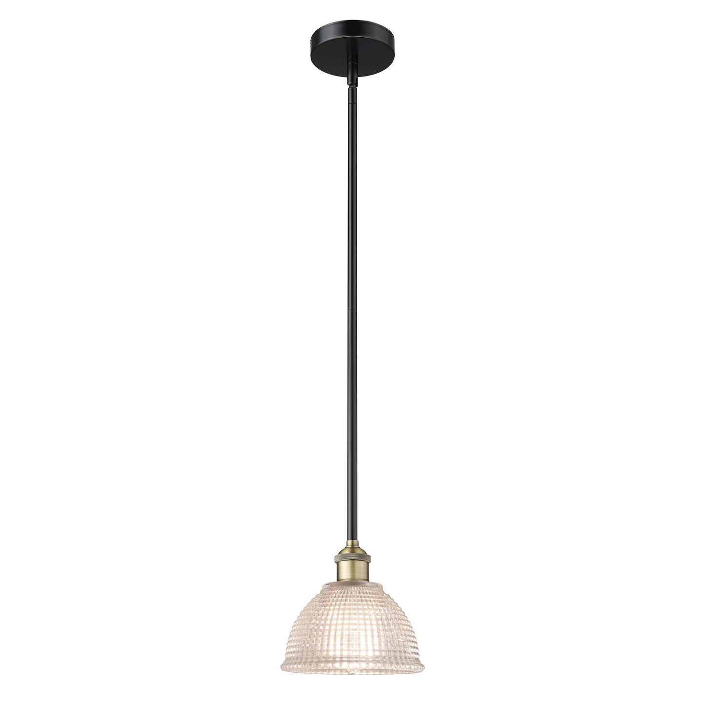 Innovations Arietta 8in 1-Light Mini Pendant | Industrial Black Antique Brass Steel and Clear Glass | Kitchen Island & Dining Room | Model 616-1S-BAB-G422