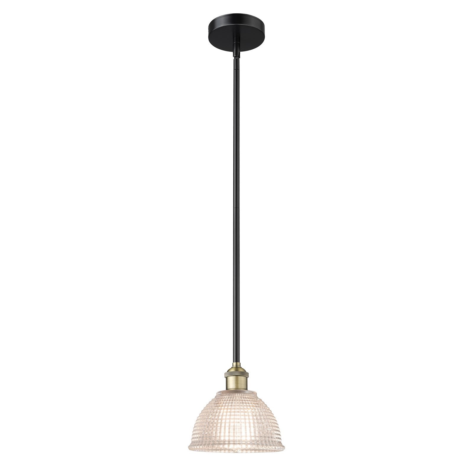 Innovations Arietta 8in 1-Light Mini Pendant | Industrial Black Antique Brass Steel and Clear Glass | Kitchen Island & Dining Room | Model 616-1S-BAB-G422