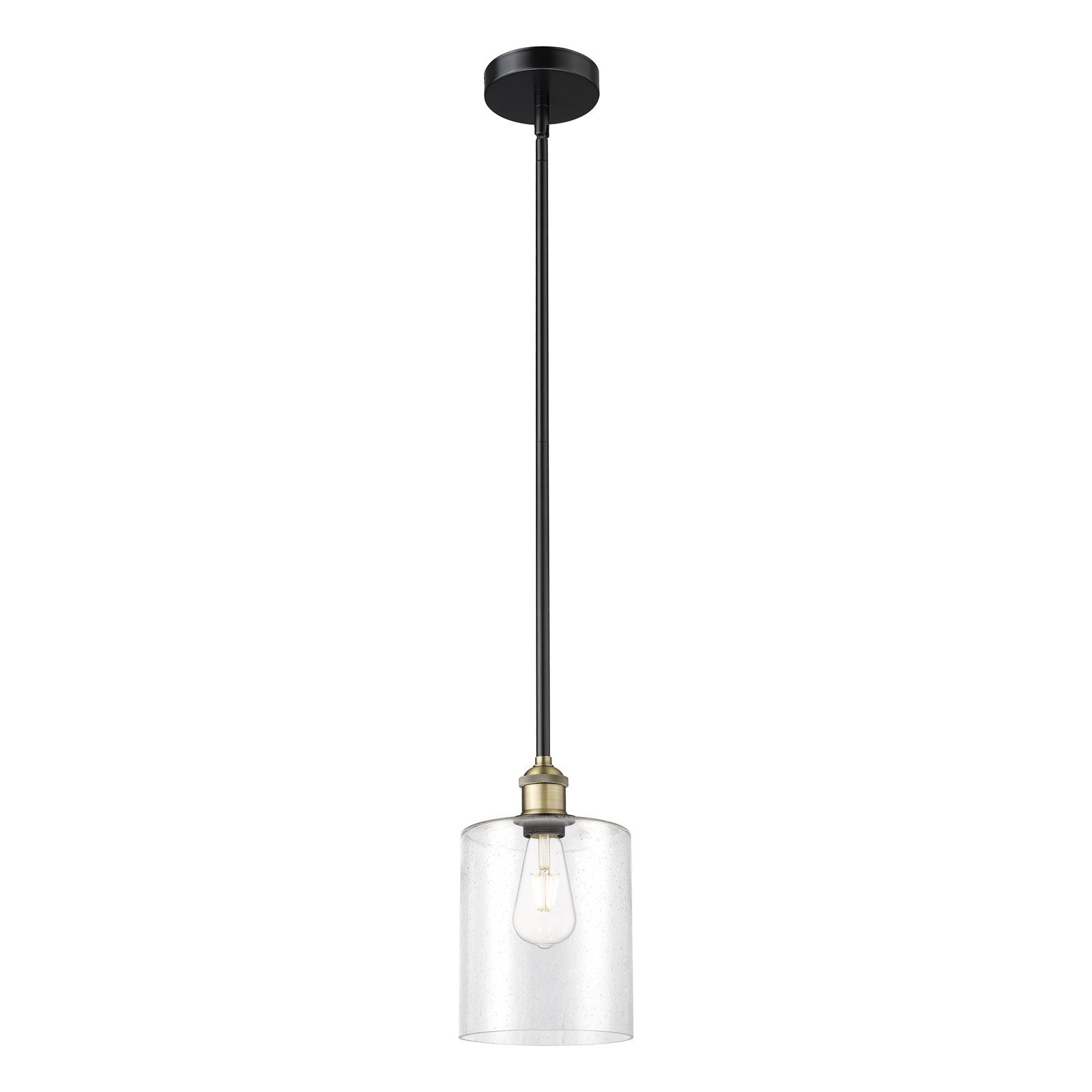 Innovations Paladin 7in 1-Light Mini Pendant | Farmhouse Black Antique Brass Steel and Seedy Glass | Kitchen Island & Dining | Model 616-1S-BAB-G4424-7