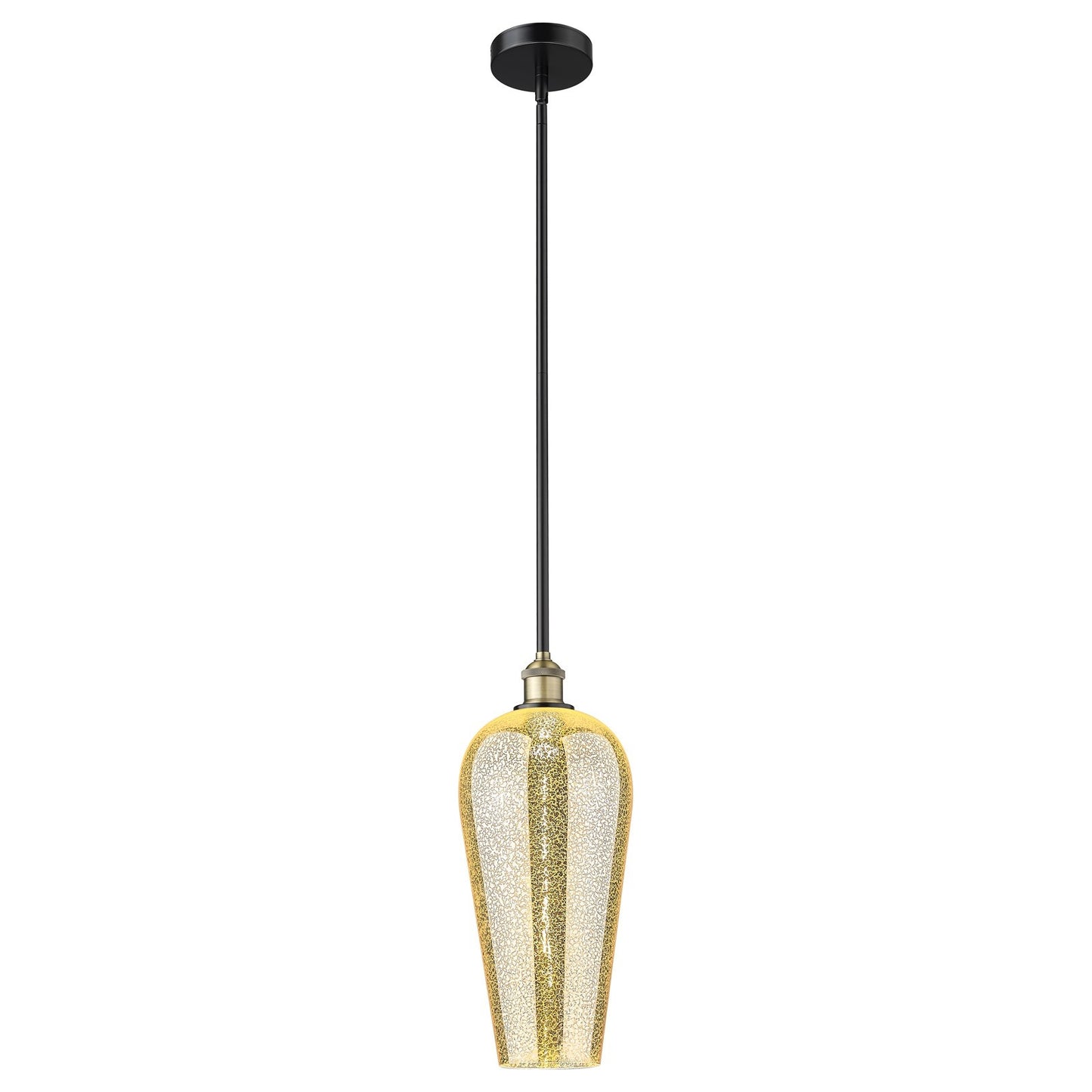 Innovations Chelsea 8in 1-Light Mini Pendant | Industrial Black Antique Brass and Mercury Glass | Kitchen Island & Dining Room | Model 616-1S-BAB-G456-8ME