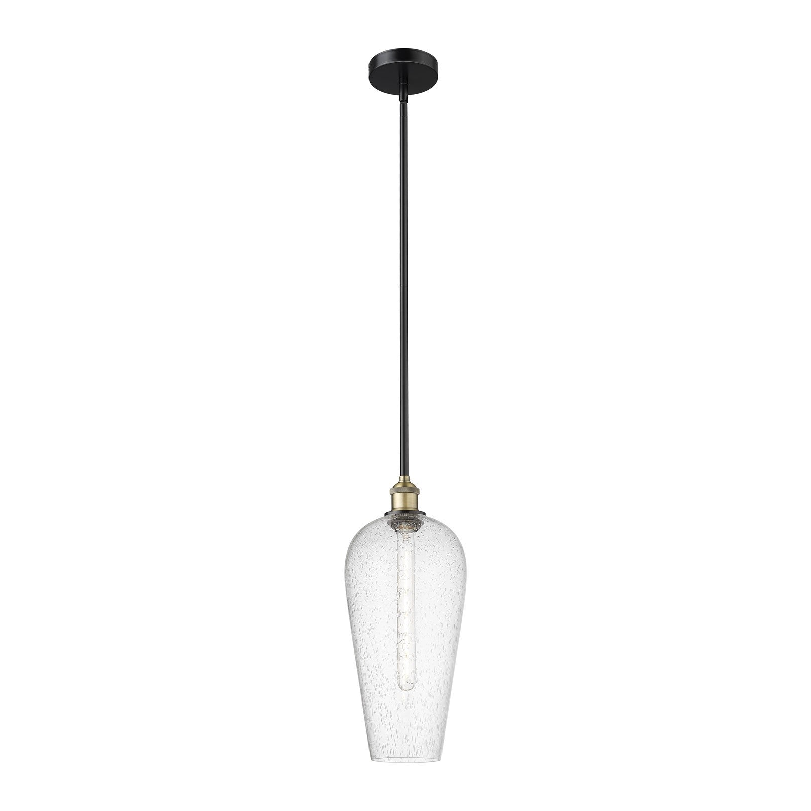 Innovations Chelsea 8in 1-Light Mini Pendant | Industrial Black Antique Brass Steel and Seedy Glass | Kitchen Island & Dining | Model 616-1S-BAB-G456-8SDY