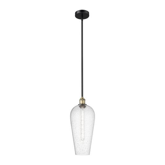 Innovations Chelsea 8in 1-Light Mini Pendant | Industrial Black Antique Brass Steel and Seedy Glass | Kitchen Island & Dining | Model 616-1S-BAB-G456-8SDY