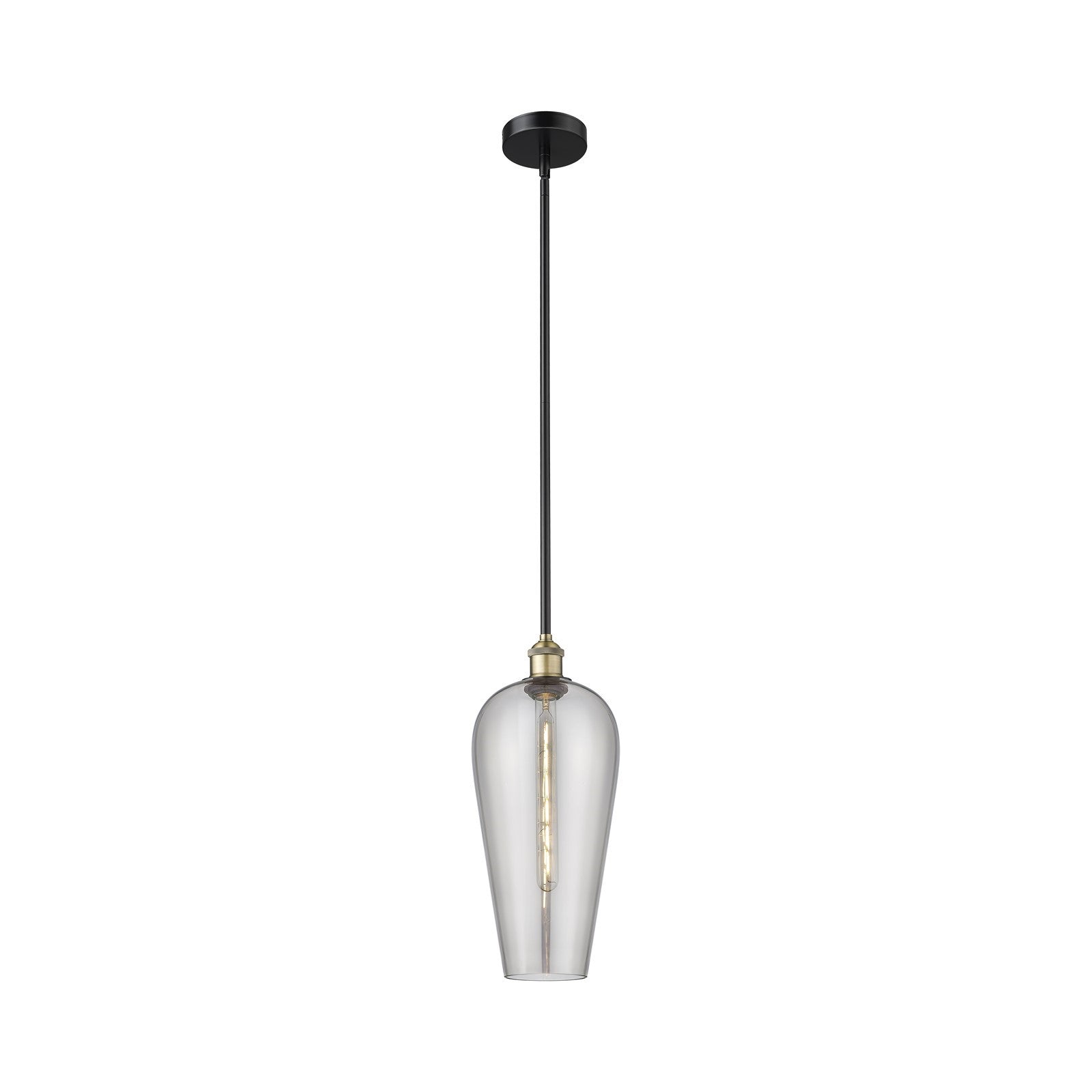 Innovations Chelsea 8in 1-Light Mini Pendant | Industrial Black Antique Brass Steel and Light Smoke Glass | Kitchen Island & | Model 616-1S-BAB-G456-8SM
