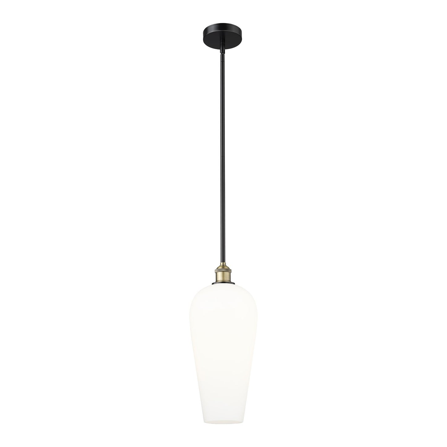 Innovations Chelsea 8in 1-Light Mini Pendant | Industrial Black Antique Brass and White Glass | Kitchen Island & Dining Room | Model 616-1S-BAB-G456-8WH