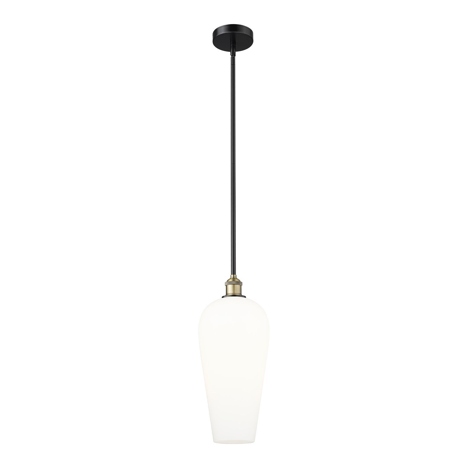 Innovations Chelsea 8in 1-Light Mini Pendant | Industrial Black Antique Brass and White Glass | Kitchen Island & Dining Room | Model 616-1S-BAB-G456-8WH