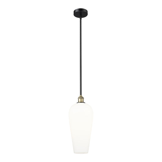 Innovations Chelsea 8in 1-Light Mini Pendant | Industrial Black Antique Brass and White Glass | Kitchen Island & Dining Room | Model 616-1S-BAB-G456-8WH