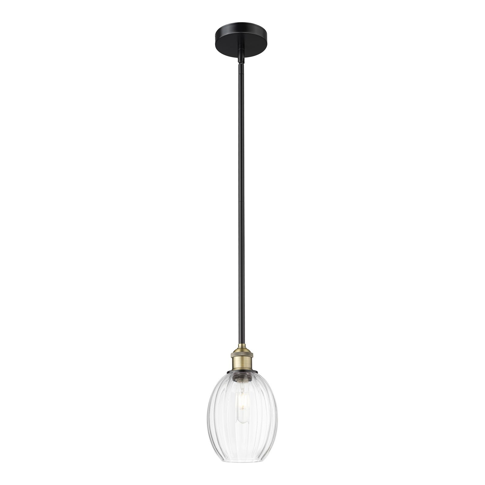 Innovations Preston Bulb 6.25in 1-Light Mini Pendant | Industrial Black Antique Brass and Clear Glass | Kitchen Island & | Model 616-1S-BAB-G459-6CL