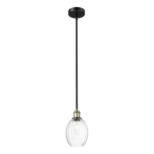 Innovations Preston Bulb 6.25in 1-Light Mini Pendant | Industrial Black Antique Brass and Clear Glass | Kitchen Island & | Model 616-1S-BAB-G459-6CL