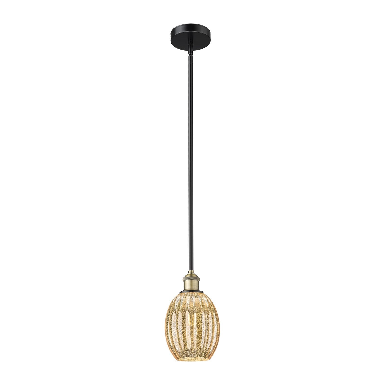 Innovations Preston Bulb 6.25in 1-Light Mini Pendant | Industrial Black Antique Brass and Mercury Glass | Kitchen Island | Model 616-1S-BAB-G459-6ME