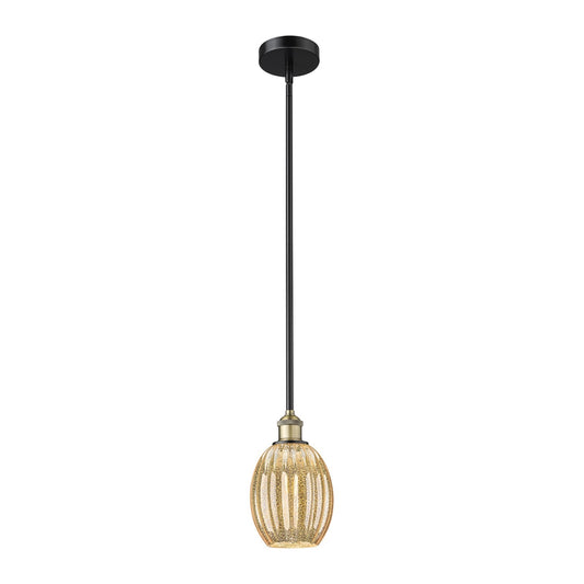 Innovations Preston Bulb 6.25in 1-Light Mini Pendant | Industrial Black Antique Brass and Mercury Glass | Kitchen Island | Model 616-1S-BAB-G459-6ME
