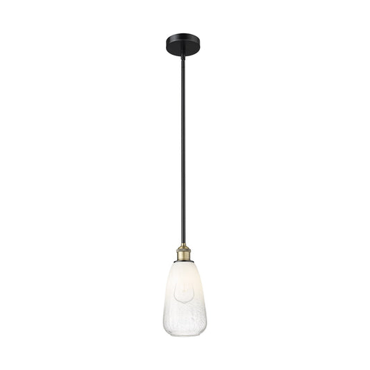 Innovations Brookhaven Almond 6in 1-Light Mini Pendant | Industrial Black Antique Brass and Opal Glass | Kitchen Island & | Model 616-1S-BAB-G480-6OP