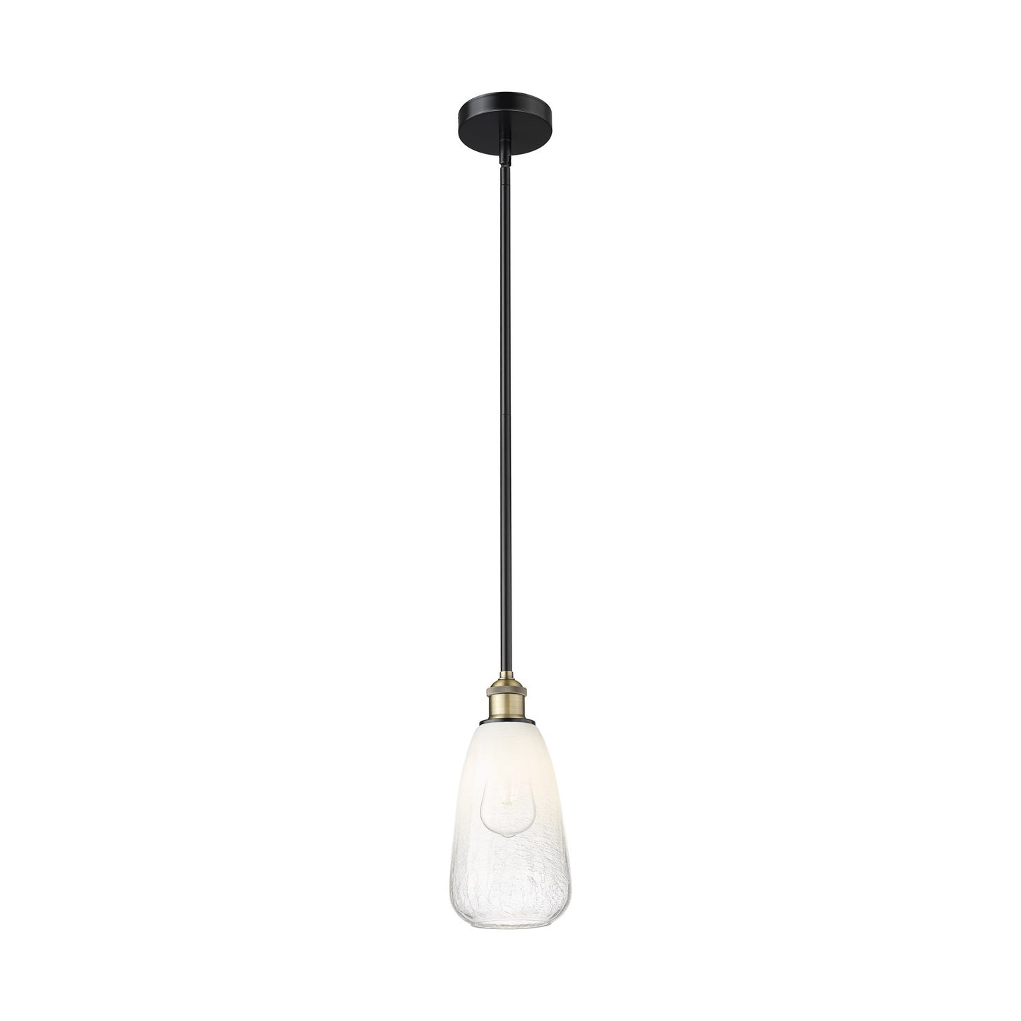 Innovations Brookhaven Almond 6in 1-Light Mini Pendant | Industrial Black Antique Brass and Opal Glass | Kitchen Island & | Model 616-1S-BAB-G480-6OP