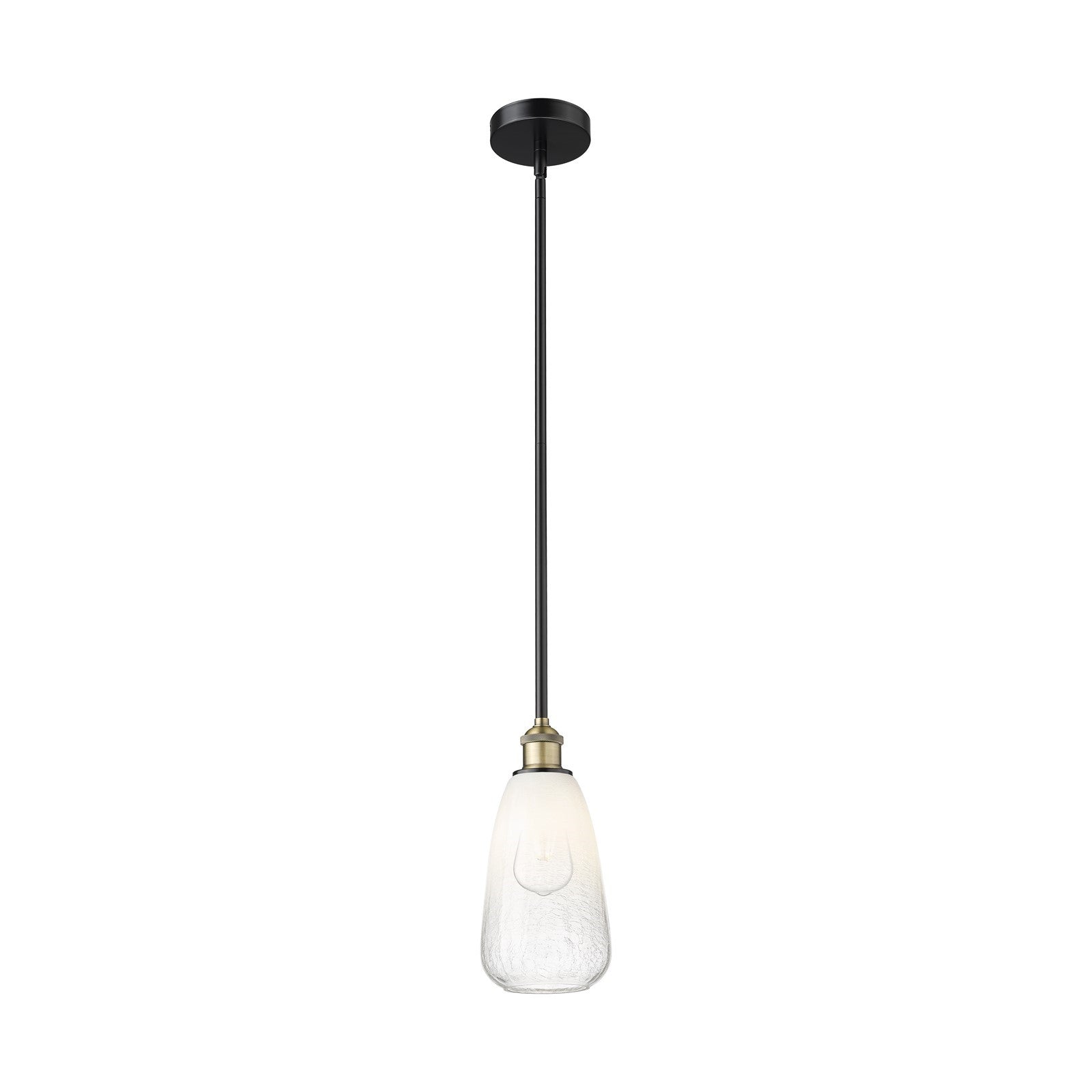 Innovations Brookhaven Almond 6in 1-Light Mini Pendant | Industrial Black Antique Brass and Opal Glass | Kitchen Island & | Model 616-1S-BAB-G480-6OP
