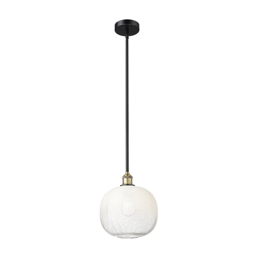 Innovations Brookhaven Sphere 11in 1-Light Mini Pendant | Industrial Black Antique Brass and Opal Glass | Kitchen Island & | Model 616-1S-BAB-G481-10OP