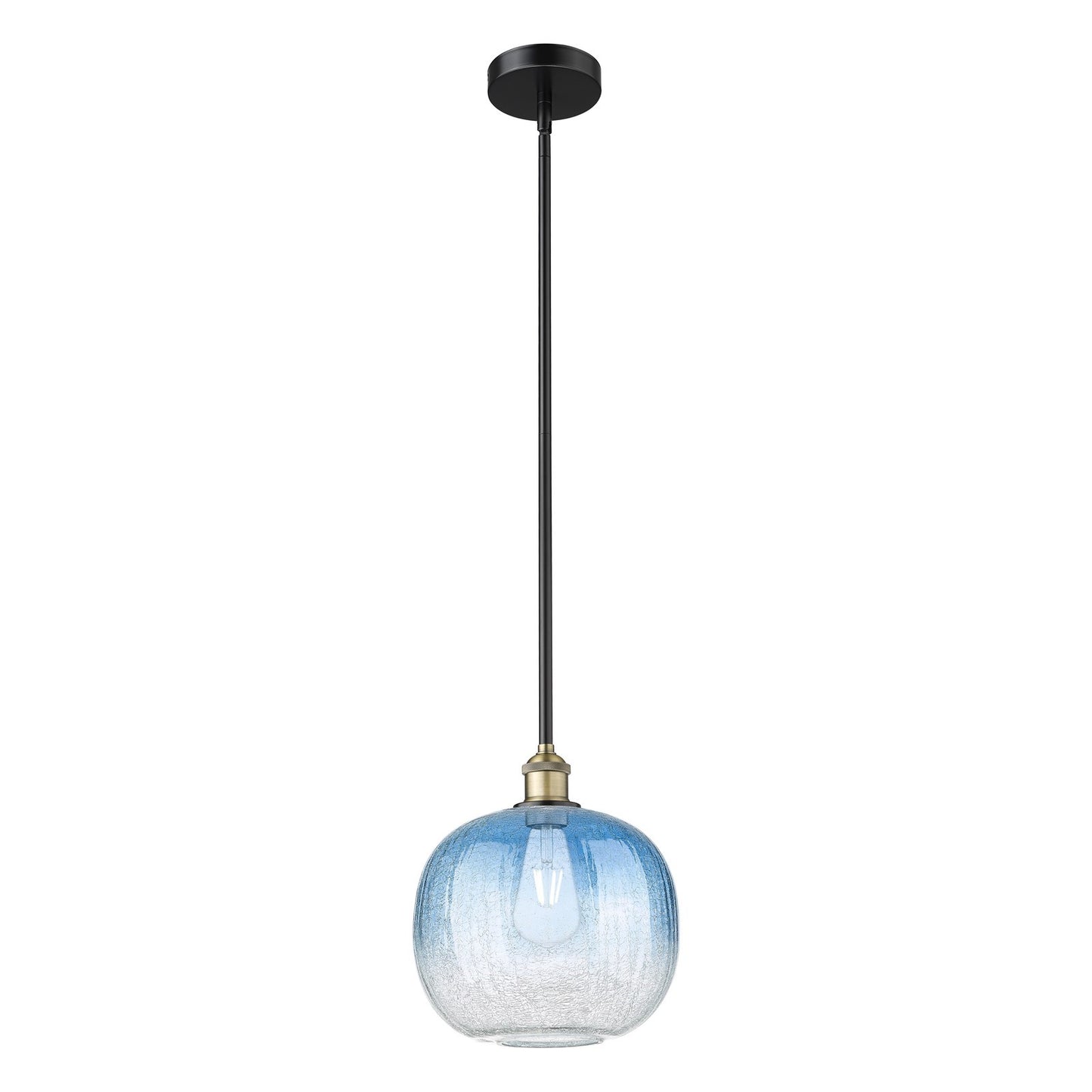 Innovations Brookhaven Sphere 11in 1-Light Mini Pendant | Industrial Black Antique Brass and Sapphire Blue Glass | Kitchen | Model 616-1S-BAB-G481-10SB