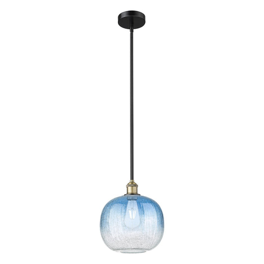 Innovations Brookhaven Sphere 11in 1-Light Mini Pendant | Industrial Black Antique Brass and Sapphire Blue Glass | Kitchen | Model 616-1S-BAB-G481-10SB