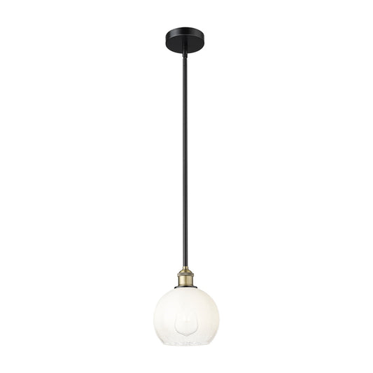 Innovations Brookhaven Globe 8in 1-Light Mini Pendant | Industrial Black Antique Brass and Opal Glass | Kitchen Island & | Model 616-1S-BAB-G483-8OP