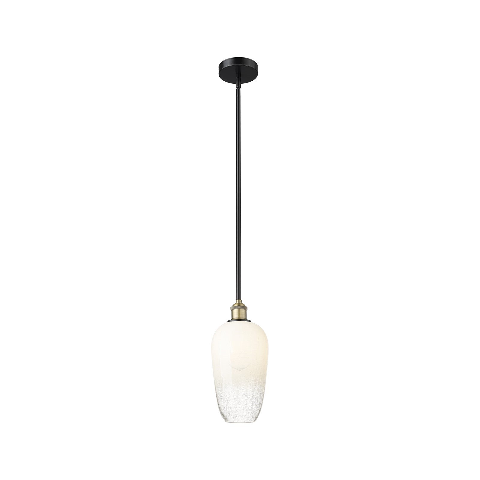 Innovations Brookhaven Flute 7in 1-Light Mini Pendant | Industrial Black Antique Brass and Opal Glass | Kitchen Island & | Model 616-1S-BAB-G484-7OP