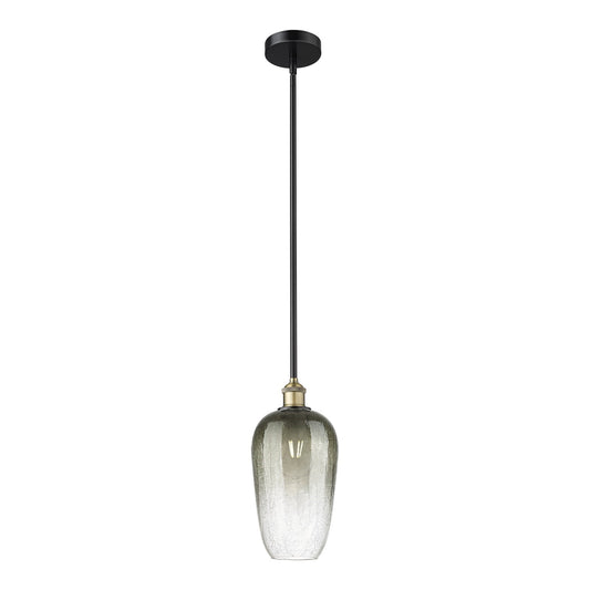 Innovations Brookhaven Flute 7in 1-Light Mini Pendant | Industrial Black Antique Brass and Slate Glass | Kitchen Island & | Model 616-1S-BAB-G484-7SL