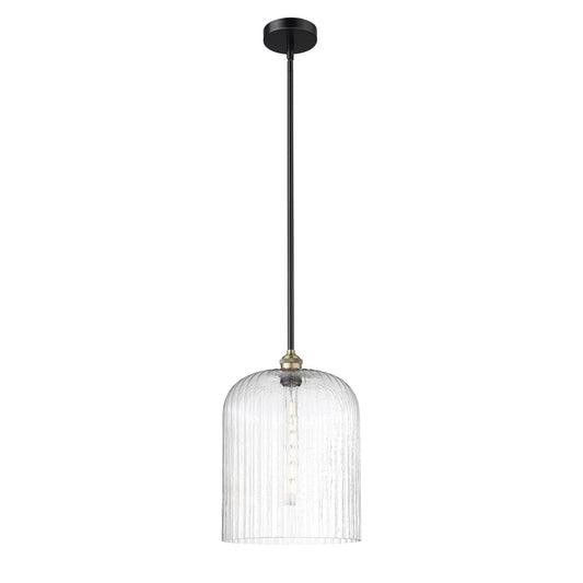 Innovations Bridal Veil 5in 1-Light Mini Pendant | Industrial Black Antique Brass Steel and Seedy Ribbed Glass | Kitchen | Model 616-1S-BAB-G559-12SDY