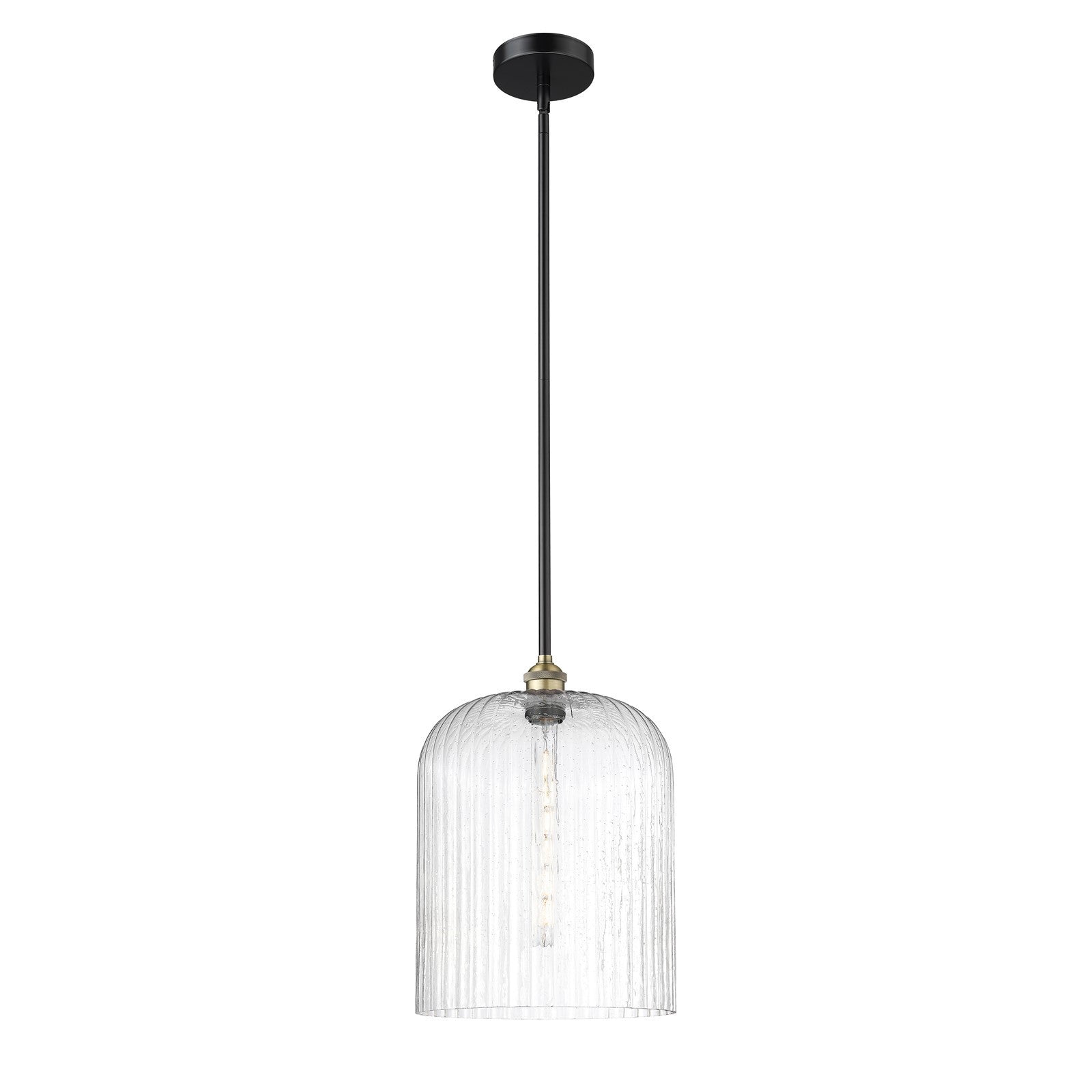 Innovations Bridal Veil 5in 1-Light Mini Pendant | Industrial Black Antique Brass Steel and Seedy Ribbed Glass | Kitchen | Model 616-1S-BAB-G559-12SDY