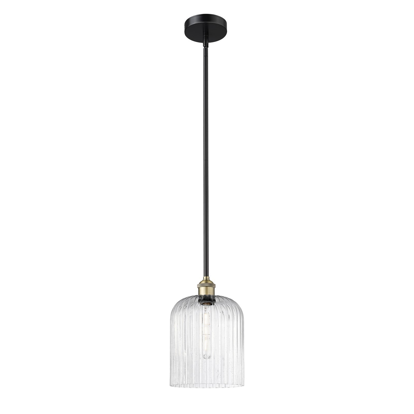 Innovations Bridal Veil 5in 1-Light Mini Pendant | Industrial Black Antique Brass Steel and Seedy Ribbed Glass | Kitchen | Model 616-1S-BAB-G559-8SDY
