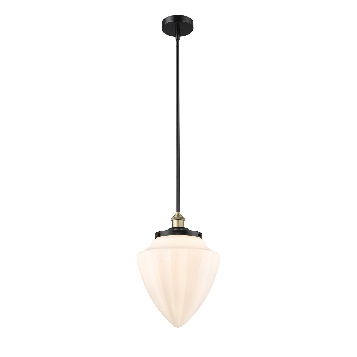 Innovations Bridgeton 12in 1-Light Mini Pendant | Traditional Black Antique Brass and Matte White Frosted Glass | Kitchen | Model 616-1S-BAB-G661-12