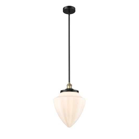 Innovations Bridgeton 12in 1-Light Mini Pendant | Traditional Black Antique Brass and Matte White Frosted Glass | Kitchen | Model 616-1S-BAB-G661-12