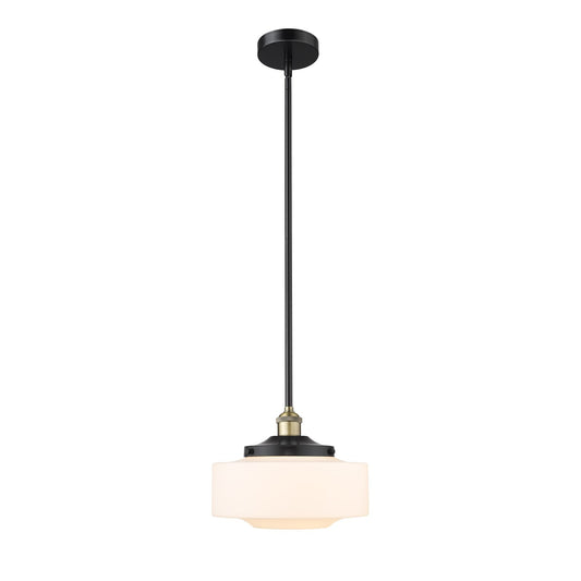 Innovations Bridgeton 12in 1-Light Mini Pendant | Traditional Black Antique Brass Steel and Matte White Frosted Glass | Kitchen | Model 616-1S-BAB-G691-12