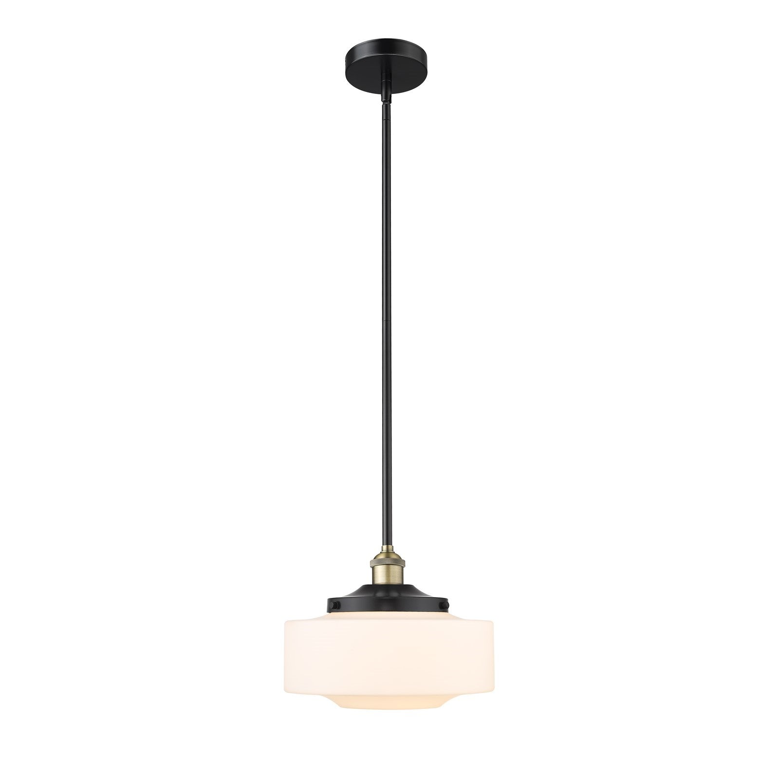 Innovations Bridgeton 12in 1-Light Mini Pendant | Traditional Black Antique Brass Steel and Matte White Frosted Glass | Kitchen | Model 616-1S-BAB-G691-12