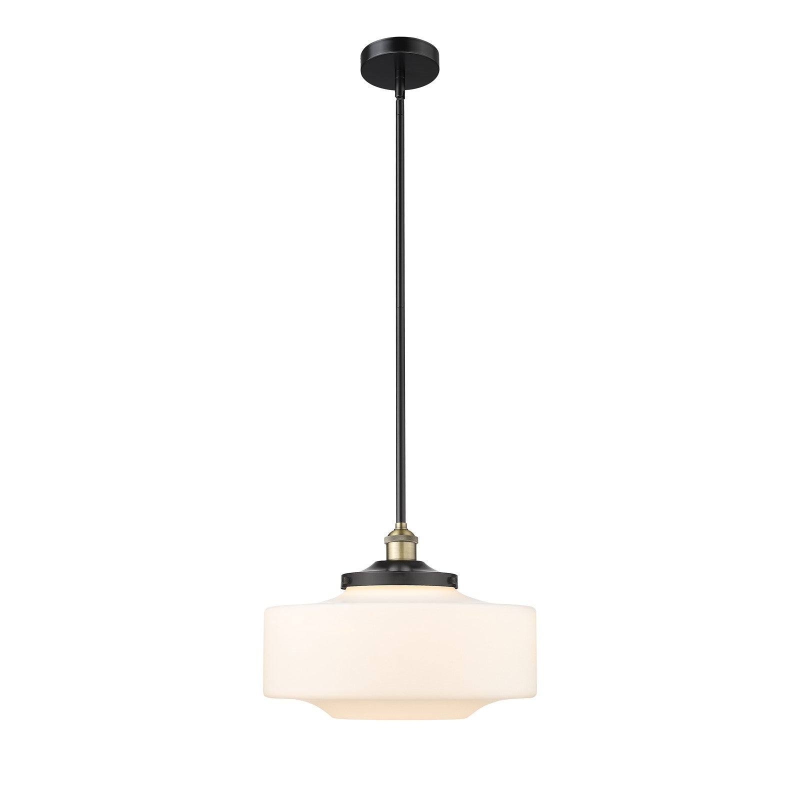 Innovations Bridgeton 16in 1-Light Mini Pendant | Traditional Black Antique Brass and Matte White Frosted Glass | Kitchen | Model 616-1S-BAB-G691-16