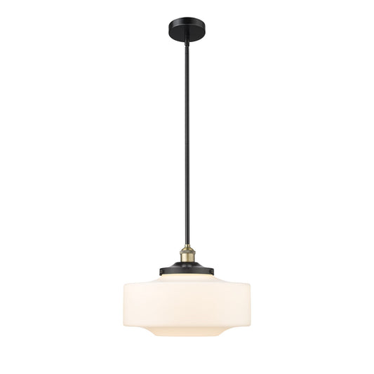 Innovations Bridgeton 16in 1-Light Mini Pendant | Traditional Black Antique Brass and Matte White Frosted Glass | Kitchen | Model 616-1S-BAB-G691-16